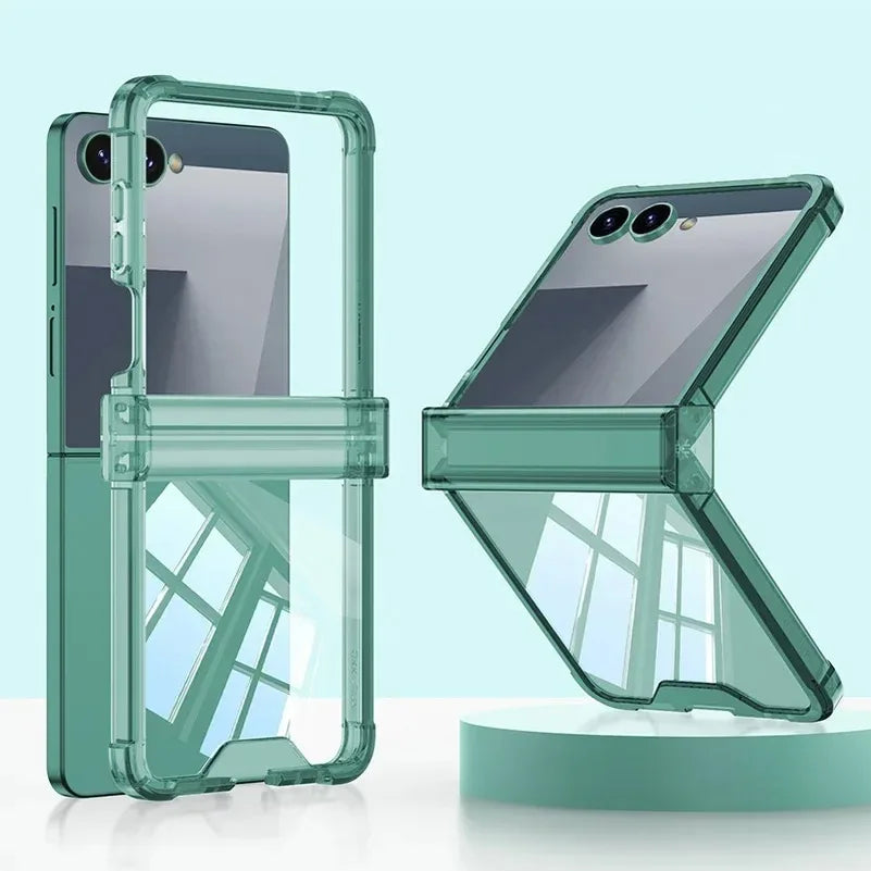 Slim Luxury Hinge Protection Case with Ring Holder for Samsung Galaxy Z Flip 7