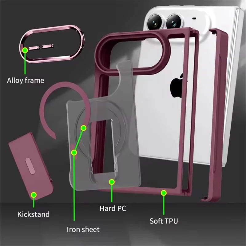 Translucent Kickstand Case with MagSafe Compatibility for iPhone Duo