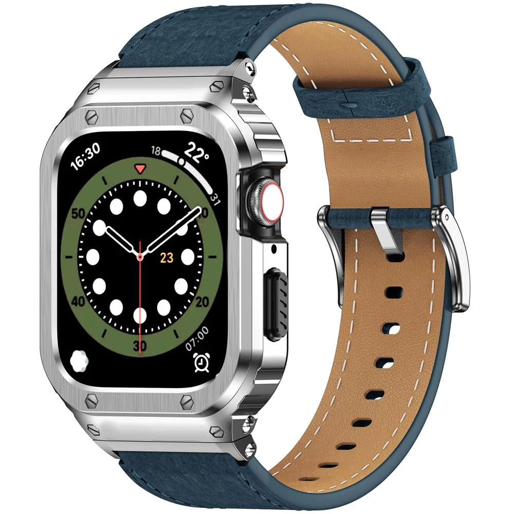 Luxury Metal Frame & Leather Strap Modification Kit for Apple Watch