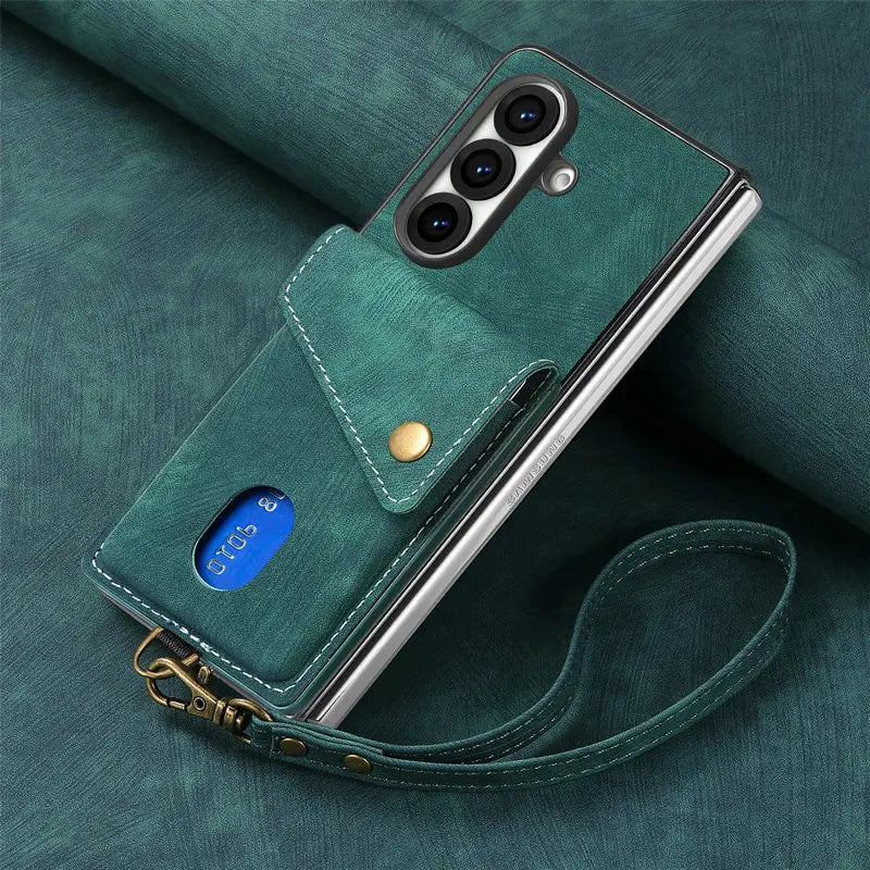 Leather Kickstand Case with Card Pocket for Samsung Galaxy Z Fold 8 Ultra