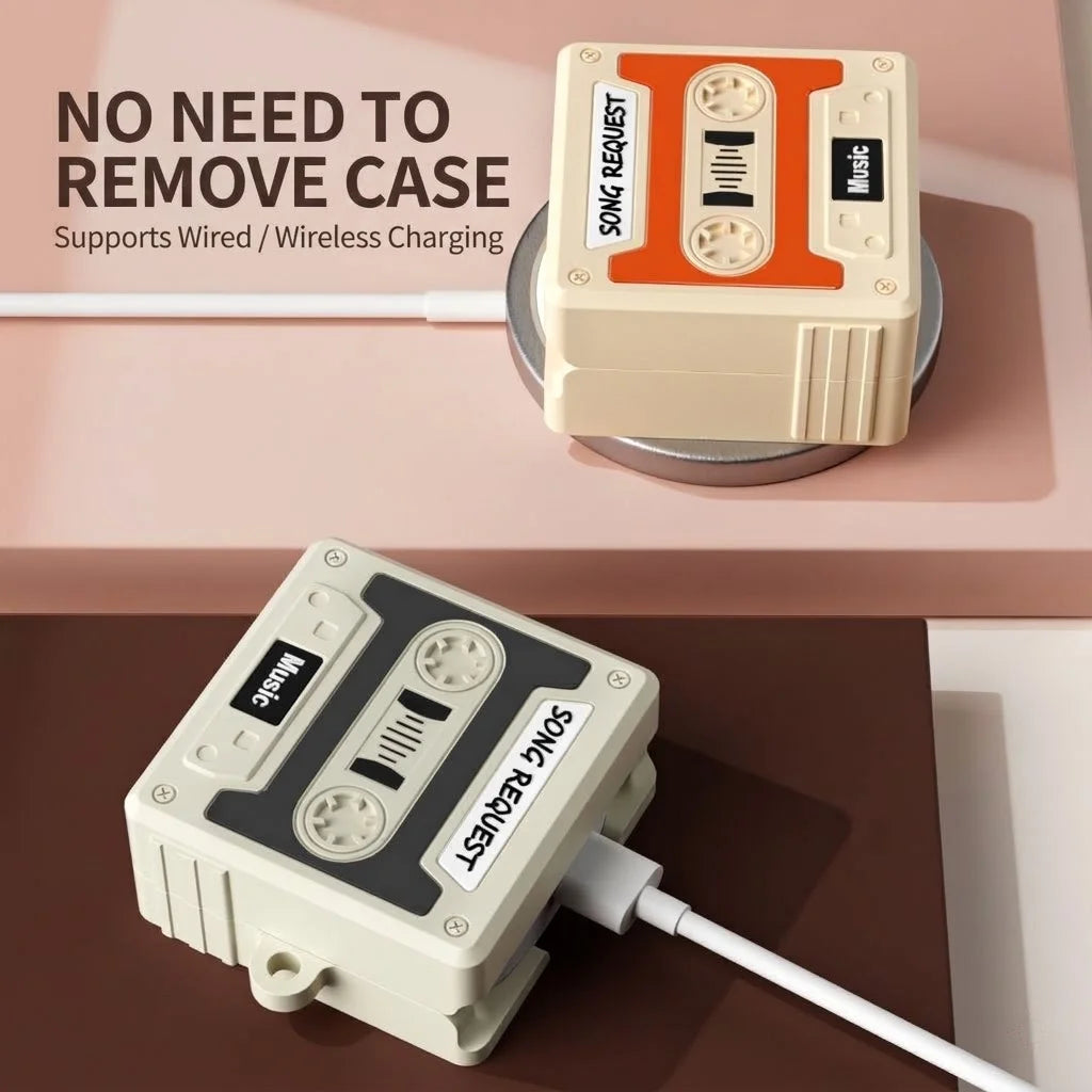Wireless Charging Retro Cassette Case For Galaxy Buds4 / Buds4 Pro