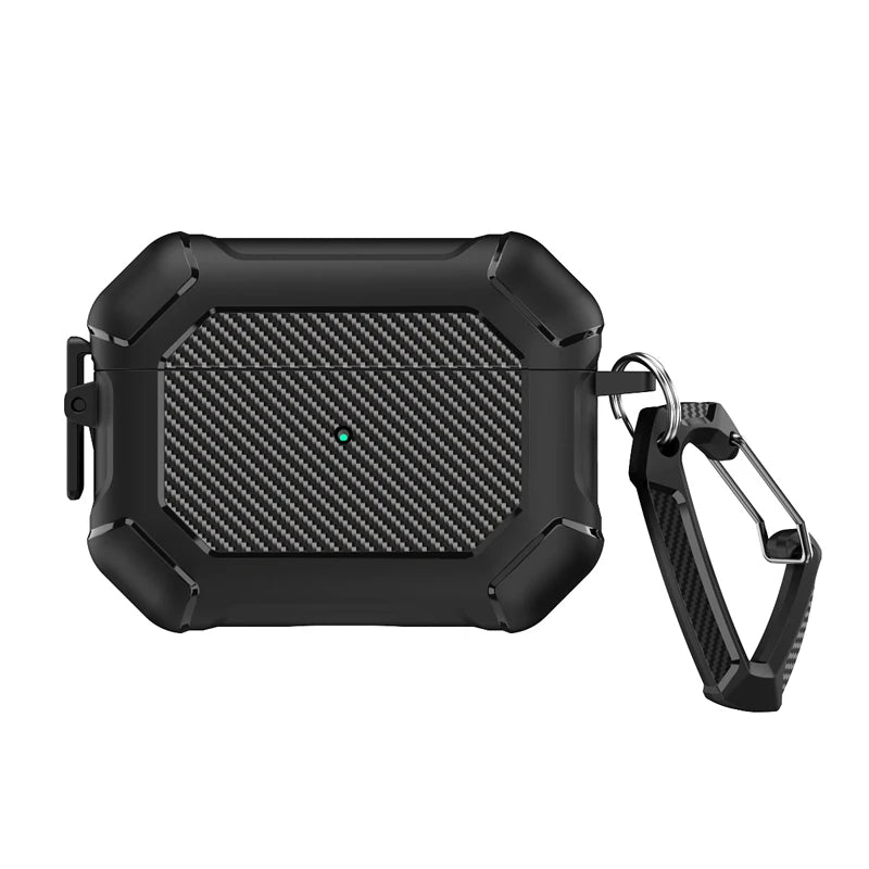 Carbon Fiber Shockproof Case with Side Switch & Hook for AirPods Pro 2