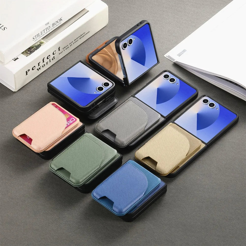 Samsung Galaxy Z Flip 7 Luxury Magnetic Leather Case with Card Holder