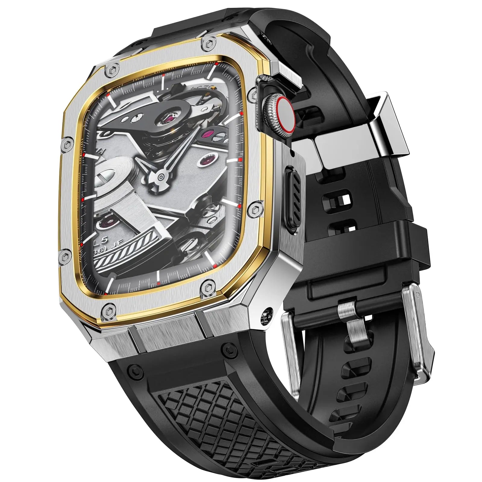 Protective Metal Bumper Case with Rubber Band for Apple Watch