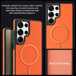 Carbon Fiber Magnetic Leather Case for Samsung Galaxy S24 Series