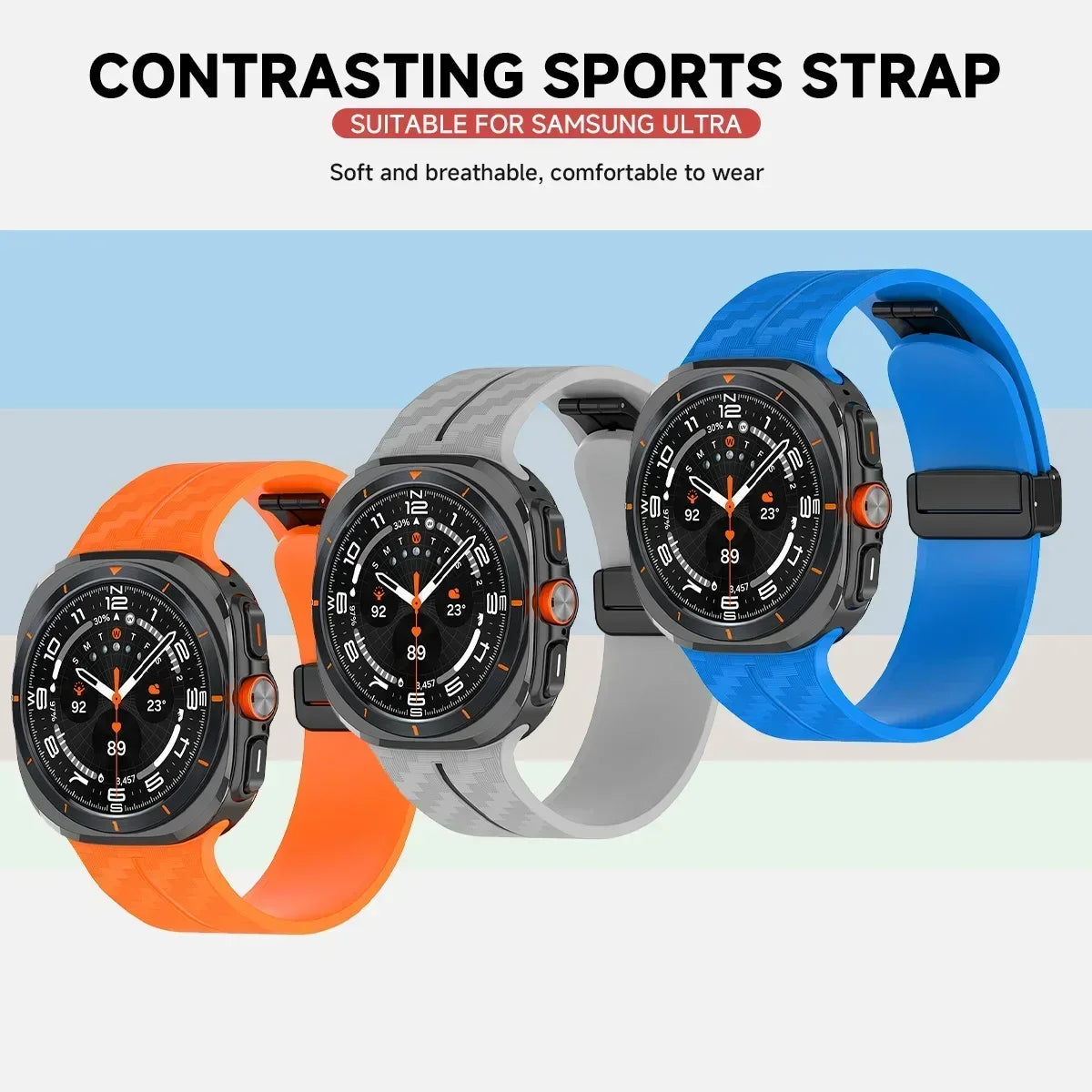 Silicone Carbon Fiber Strap with Magnetic Clasp for Samsung Galaxy Watch Ultra and Samsung Galaxy Watch Ultra (2025)