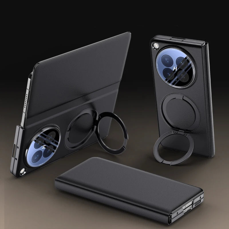 OPPO Find N6 Luxury Magnetic PU Leather Case with 360° Rotating Ring Holde