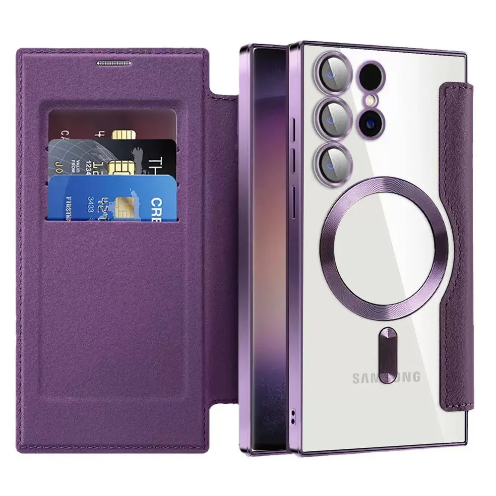 Premium Magnetic Leather Flip Case for Samsung Galaxy S25 Series