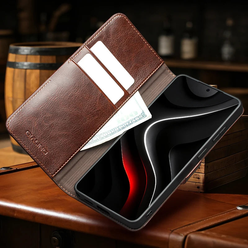 Business Leather Flip Phone Case With Card Slots for Samsung Galaxy S26 Series