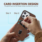 Premium Leather Protective Case with Card Holder Pocket for iPhone 16 Series