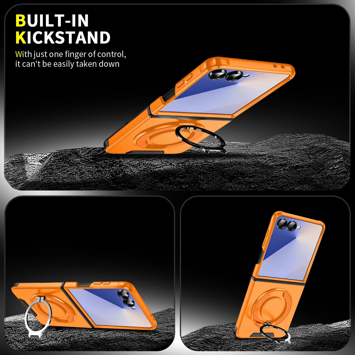 Samsung Galaxy Z Flip 7 Luxury Magnetic Charging Case with Ring Holder