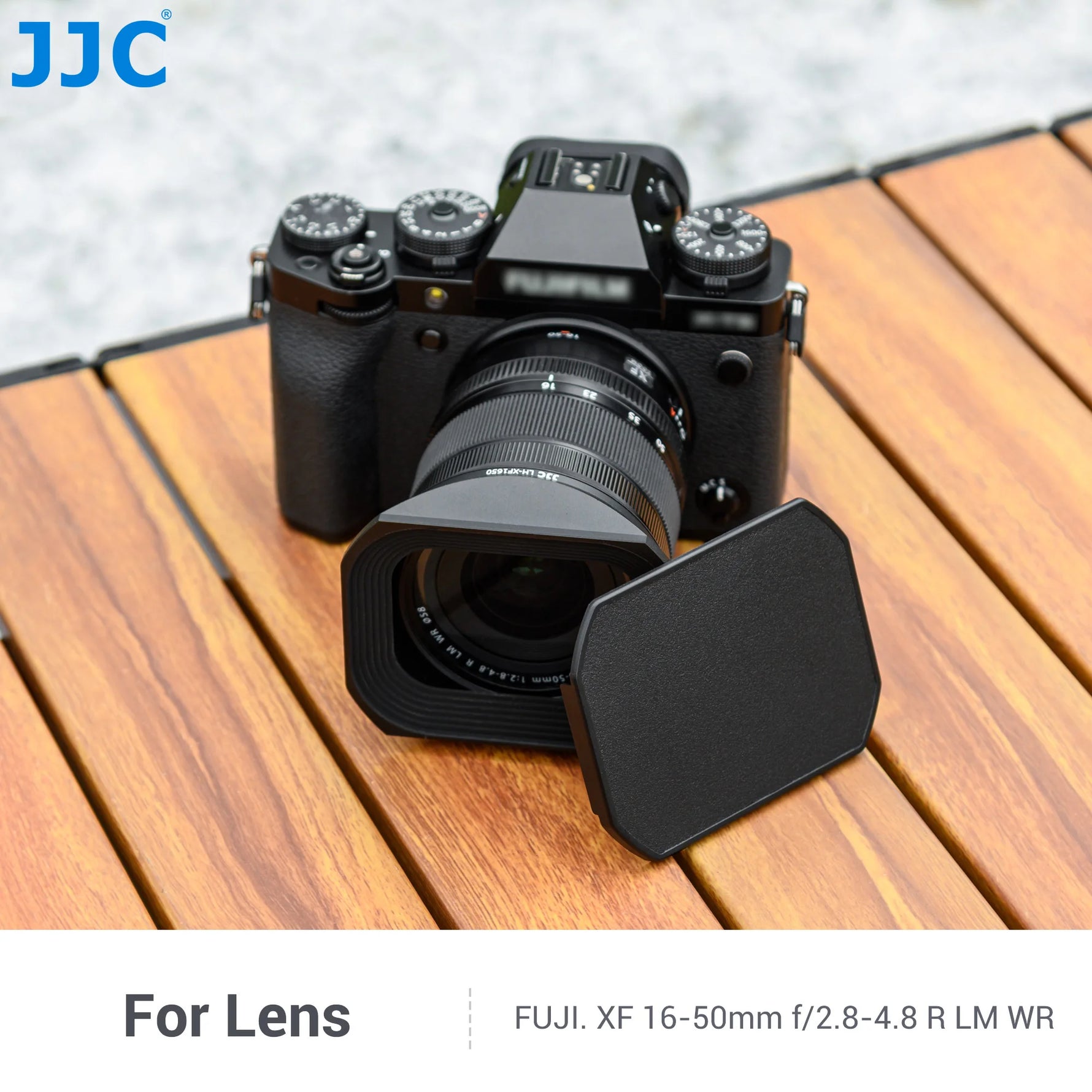 JJC Metal Lens Hood Square Cover with Lens Cap for Fujifilm XF 16-50mm f/2.8-4.8 R LM WR
