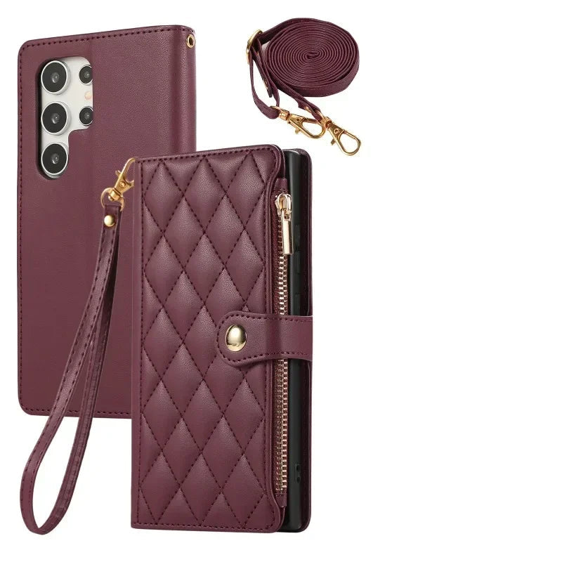 Crossbody Leather Wallet Case for Samsung Galaxy S24 Series
