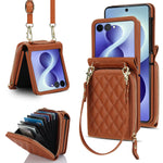 Premium Leather Wallet Cover with Zipper Card Pocket for Samsung Galaxy Z Flip 8