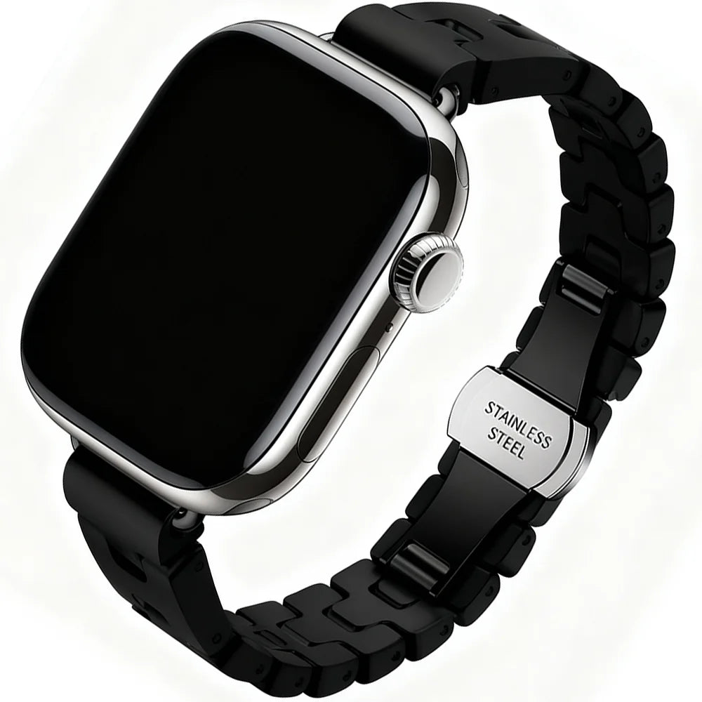 Stainless Steel Band with Butterfly Clasp for Apple Watch