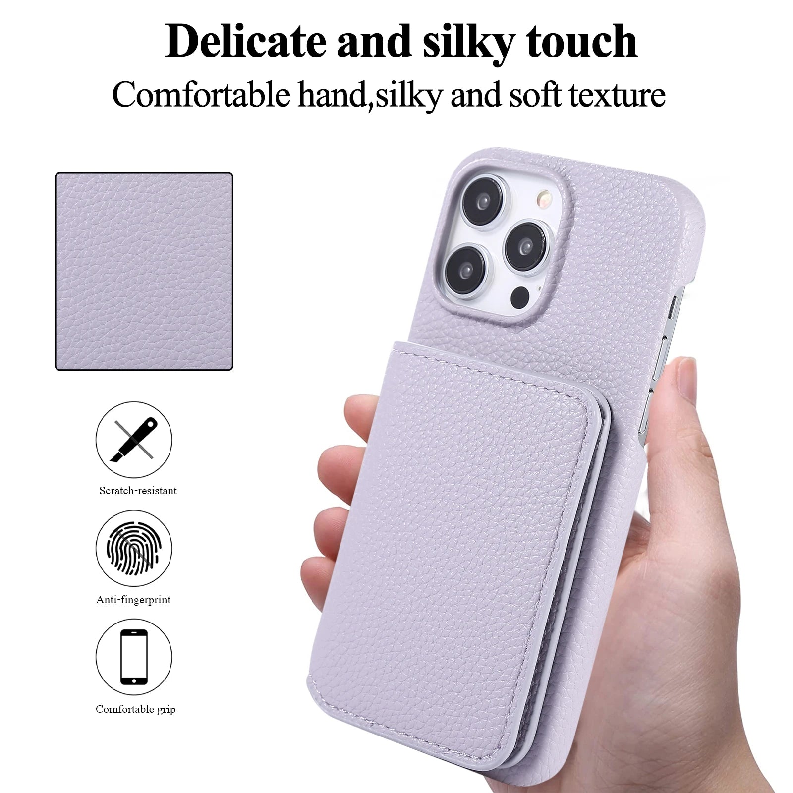 Crossbody Leather Case with Card Bag and Long Lanyard for iPhone 15 Series