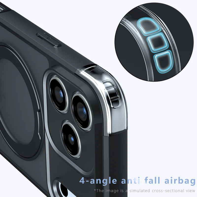 Frosted Matte MagSafe Case with 360° Rotating Ring Stand for iPhone 18 Series