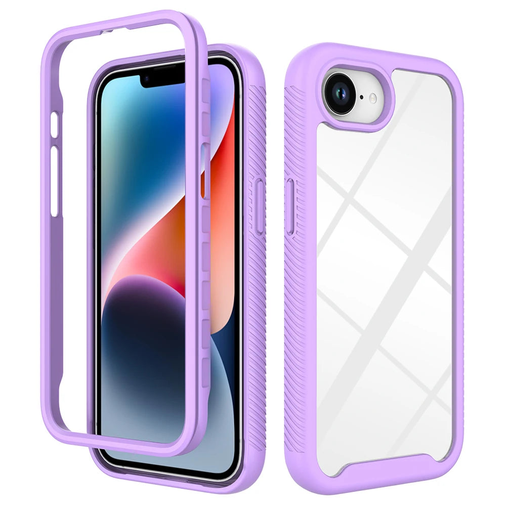 Heavy-Duty Shockproof Armor Frame with Clear Back Case for iPhone 16e