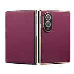 Genuine Cowhide Leather Flip Case with Card Slot for Samsung Galaxy Z Fold 8