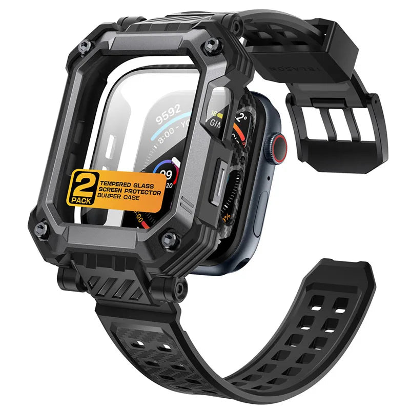 Rugged Shockproof Case & 2-Pack Built-in Screen Protectors for Apple Watch Series 10 (46mm)