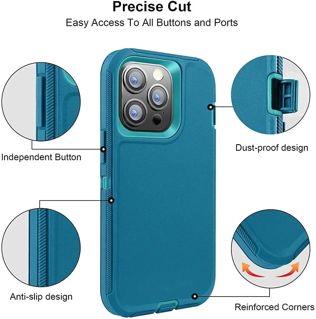 Three-Layer Shockproof Case with Belt Clip for iPhone 16 Series