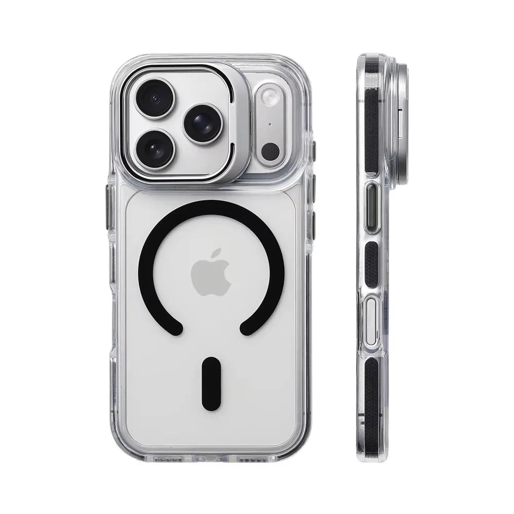 Shockproof Clear MagSafe Bumper Case with Lens Protection Stand for iPhone 17 Series