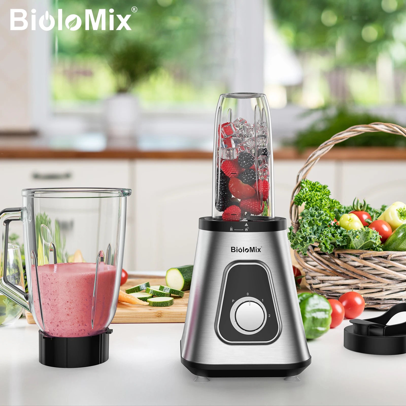 BioloMix 1300W Smoothie Maker with 1.5L Glass Jar
