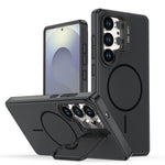 Silicone Magnetic Case with Metal Lens Stand for Samsung Galaxy S24 Series