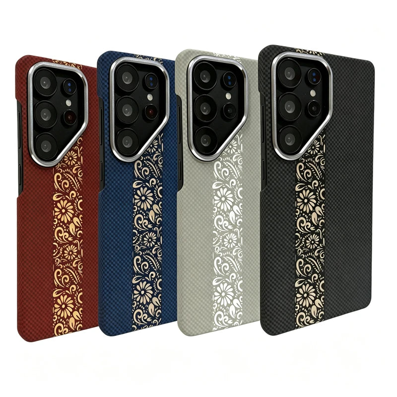 Matte Carbon Fiber Wireless Charging Case with Raised Camera Ring for Samsung Galaxy S26 Ultra