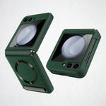 Samsung Galaxy Z Flip 6 Leather Magnetic Case with Glass Film & Hinge Guard