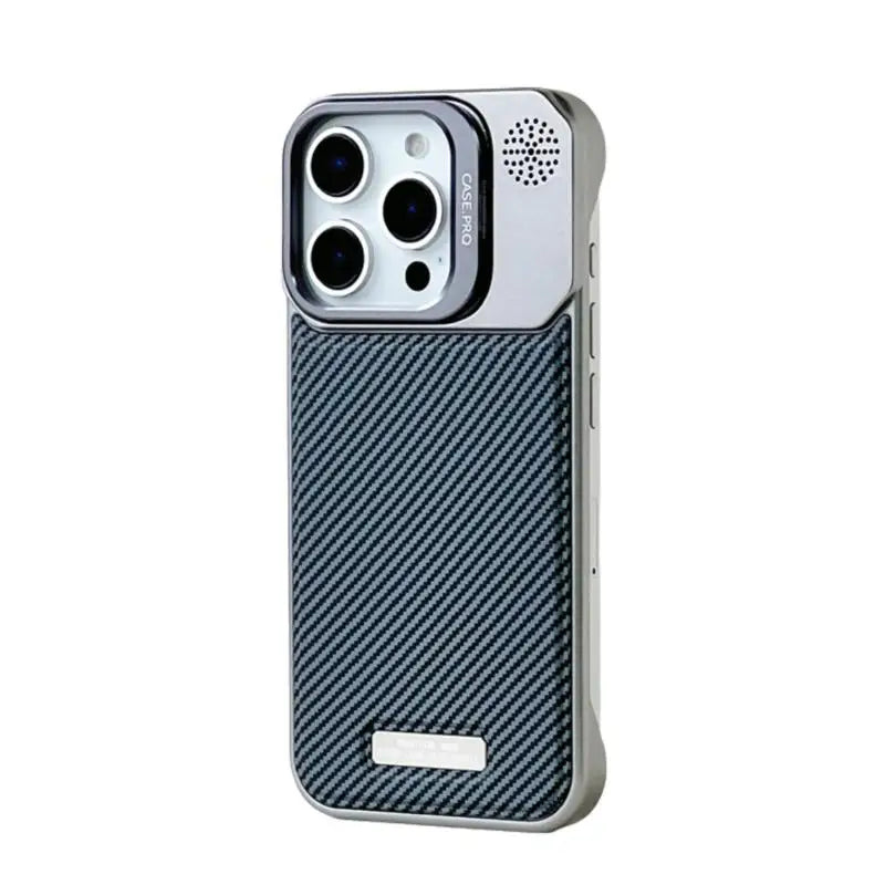 Carbon Fiber Pattern MagSafe Case with Alloy Lens Holder for iPhone 15 Series