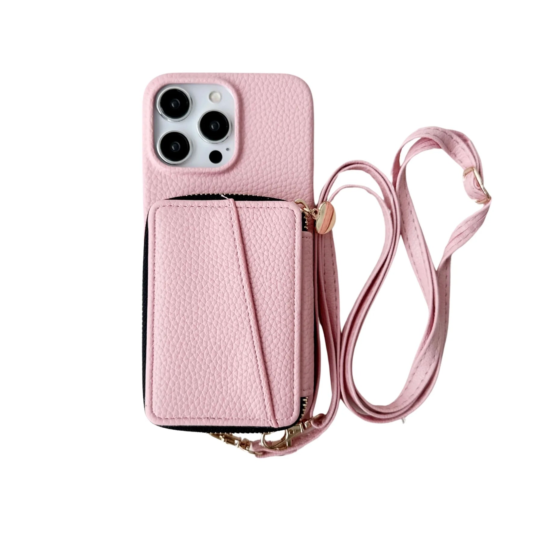 Zipper Crossbody Leather Wallet Case with Card Slots for iPhone 15 Series