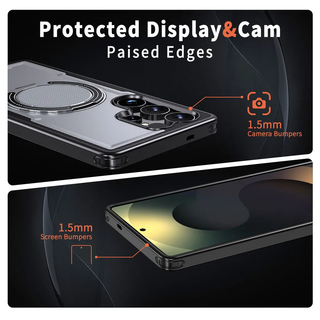 Protective Case with 360° Rotating Magnetic Ring for Samsung Galaxy S25 Series
