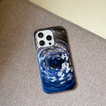 Laser Ripple Texture Blue Gradient Case for iPhone 16 Series
