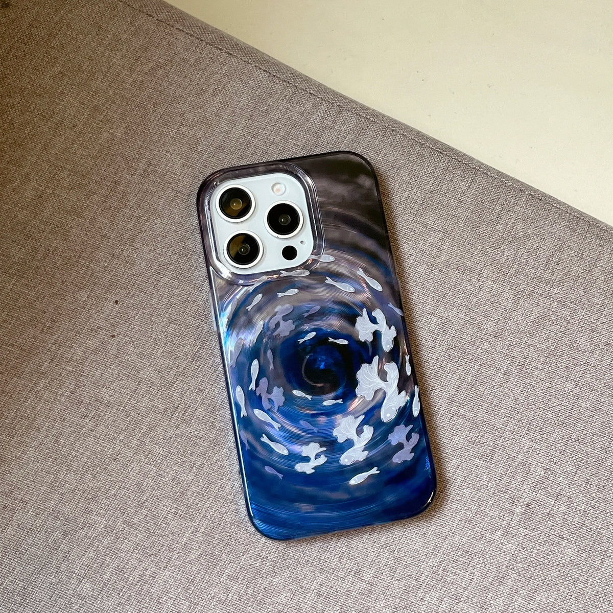 Laser Ripple Texture Blue Gradient Case for iPhone 16 Series
