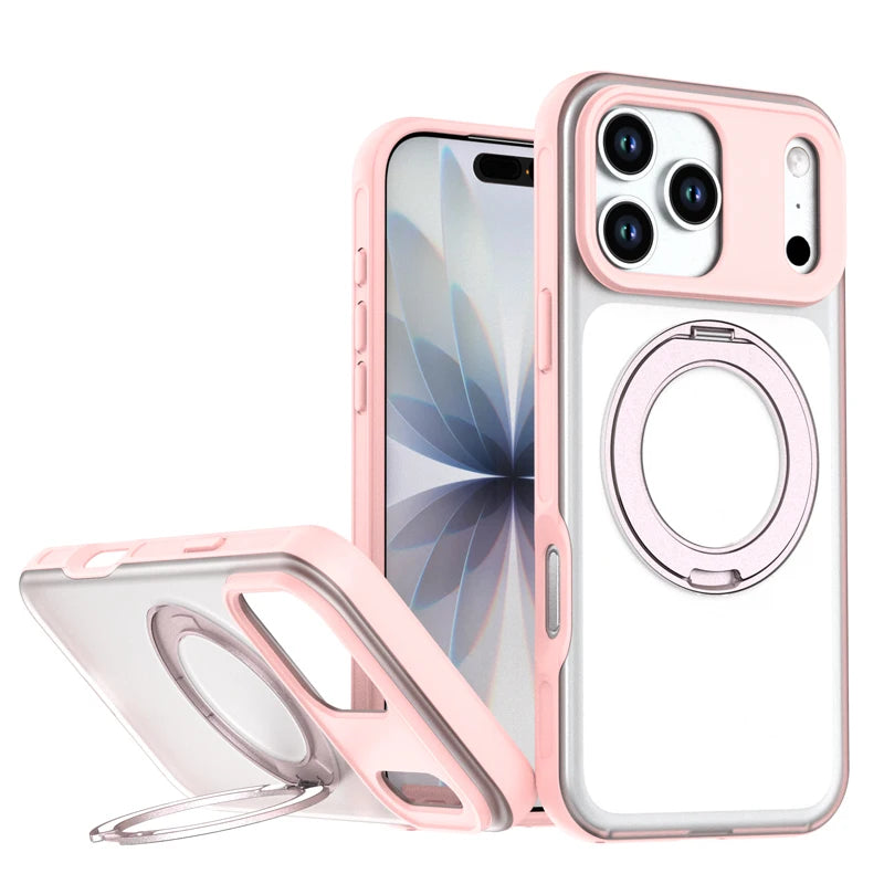 iPhone 17 Series Matte Translucent MagSafe Case with Ring Holder