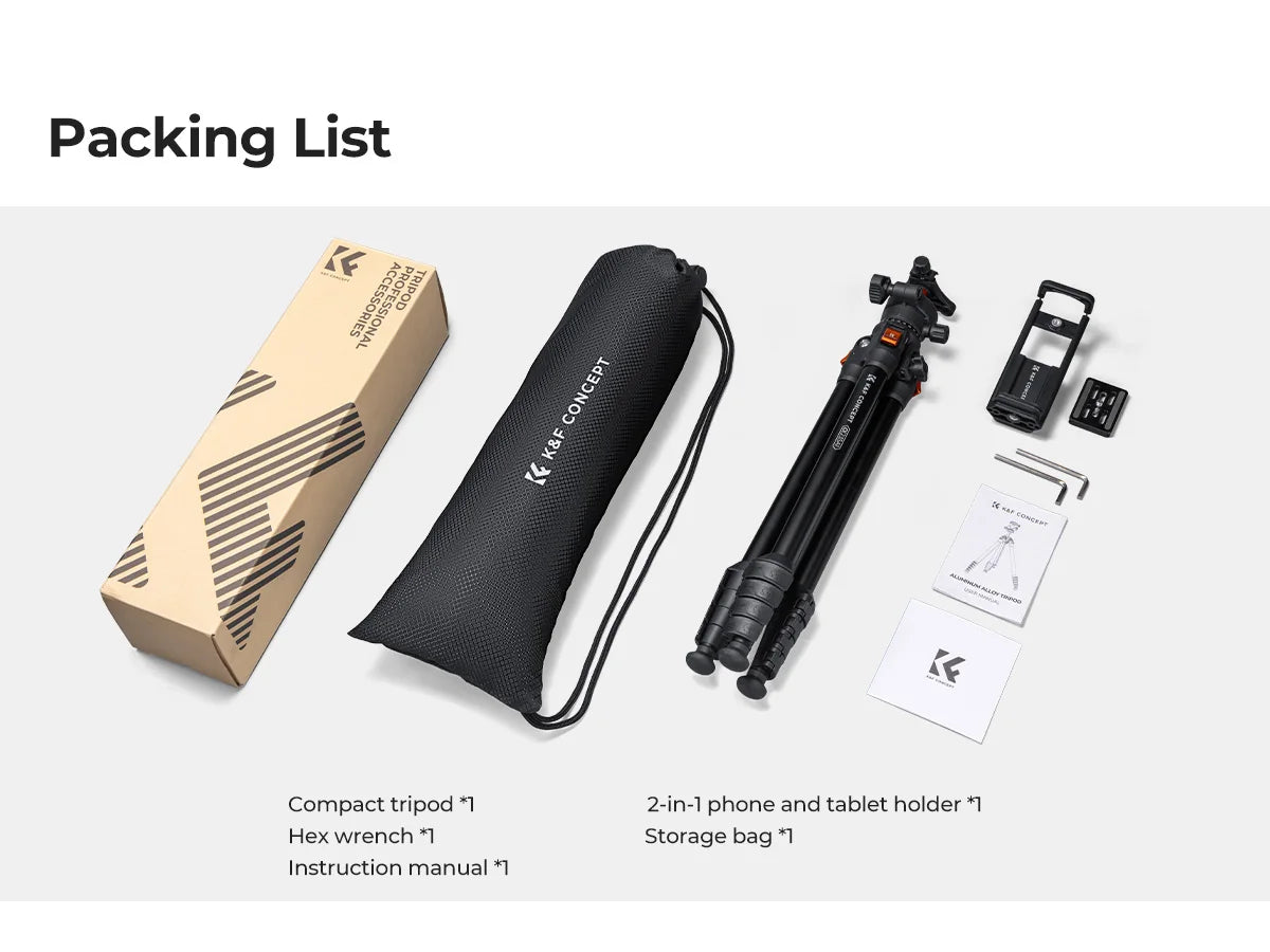 K&F Concept 63" Aluminum Travel Tripod