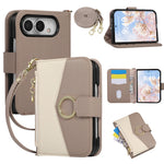 Quilted Leather Crossbody Wallet Case with Detachable Long Strap for iPhone Duo