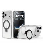 Crystal Clear Acrylic MagSafe Case with Alloy Stand for iPhone 17 Series