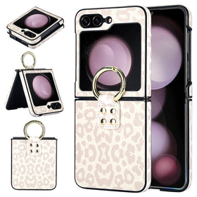 Matte Leather Ring Holder Case for Samsung Galaxy Z Flip 5