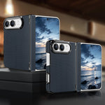 Textured Fabric Hinge Protection Case with Central Axis Reinforcement for iPhone Duo