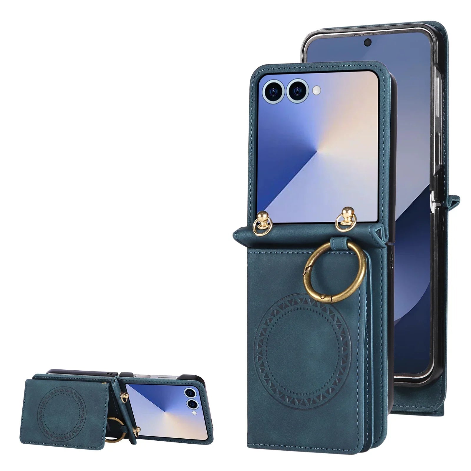 Samsung Galaxy Z Flip 7 Leather Magnetic Wallet Case with Card Slots