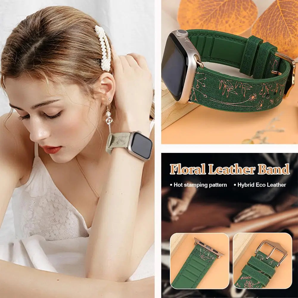 Elegant Glossy Floral Strap for Apple Watch