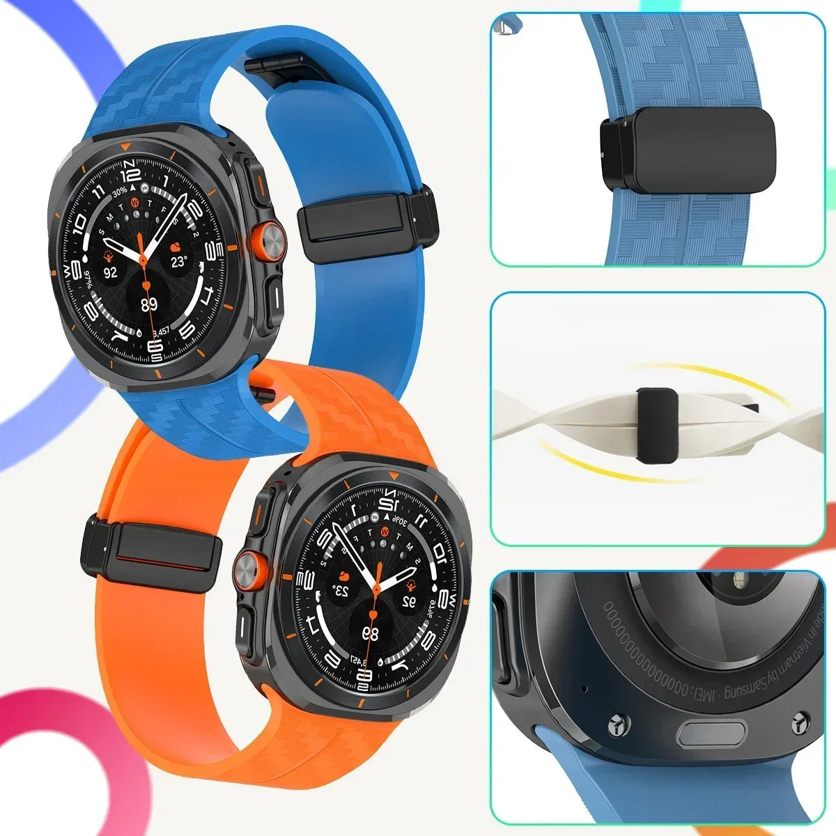 Silicone Carbon Fiber Strap with Magnetic Clasp for Samsung Galaxy Watch Ultra and Samsung Galaxy Watch Ultra (2025)