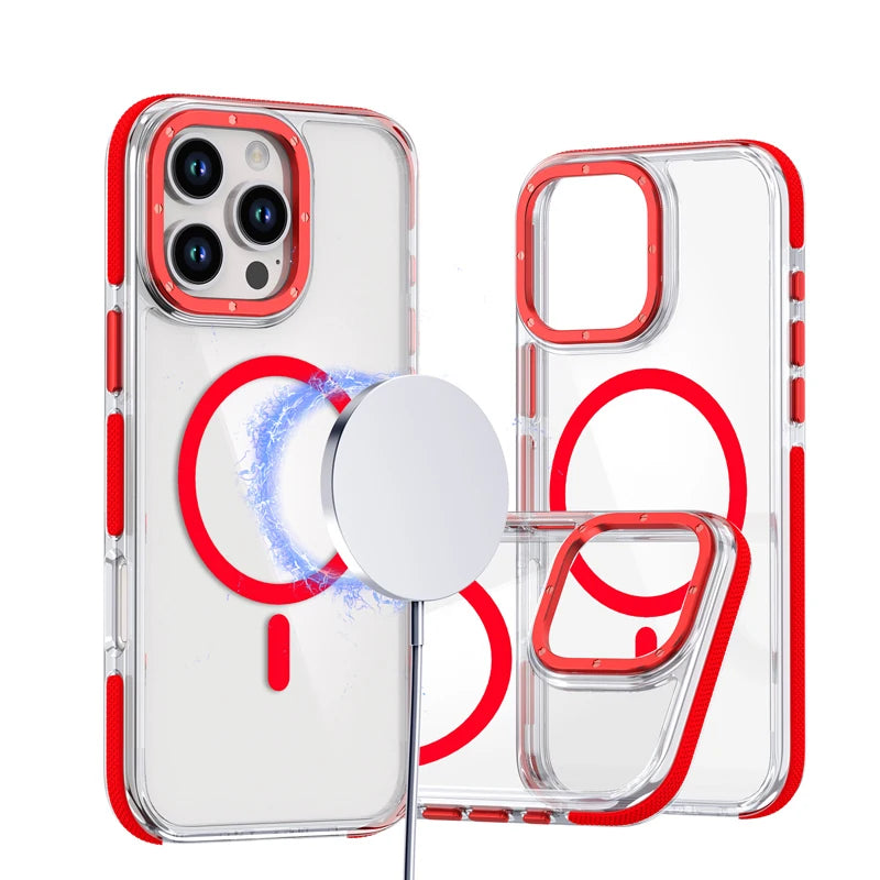 iPhone 16 Series Colorful Transparent MagSafe Case with Aluminum Buttons