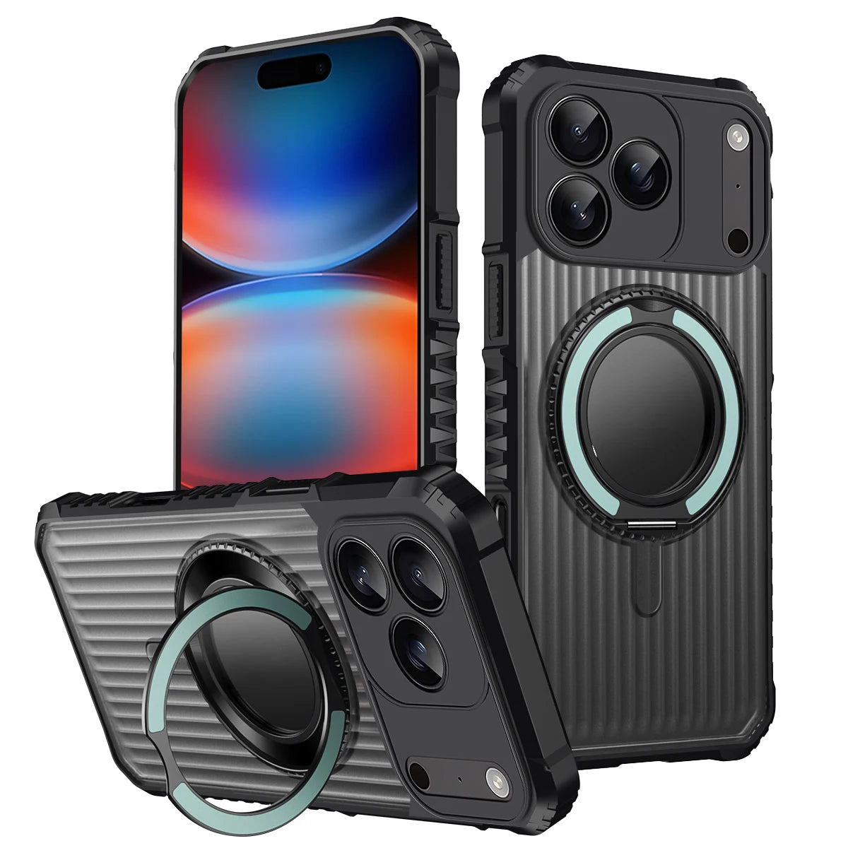 Shockproof Matte Stripe Armor Hard MagSafe Case for iPhone 17 Series