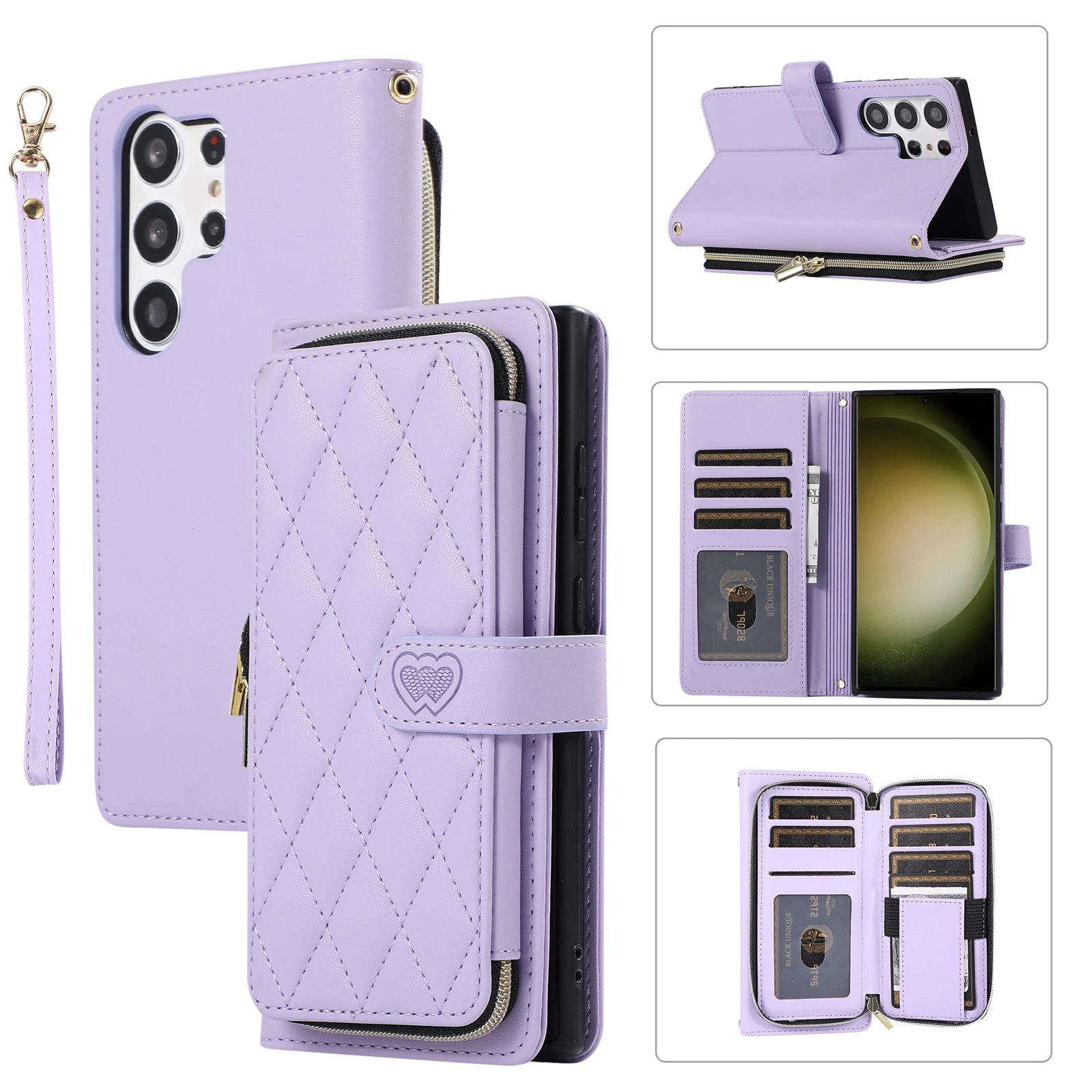 Premium Quilted Leather Crossbody Wallet Case for Samsung Galaxy S26 Series