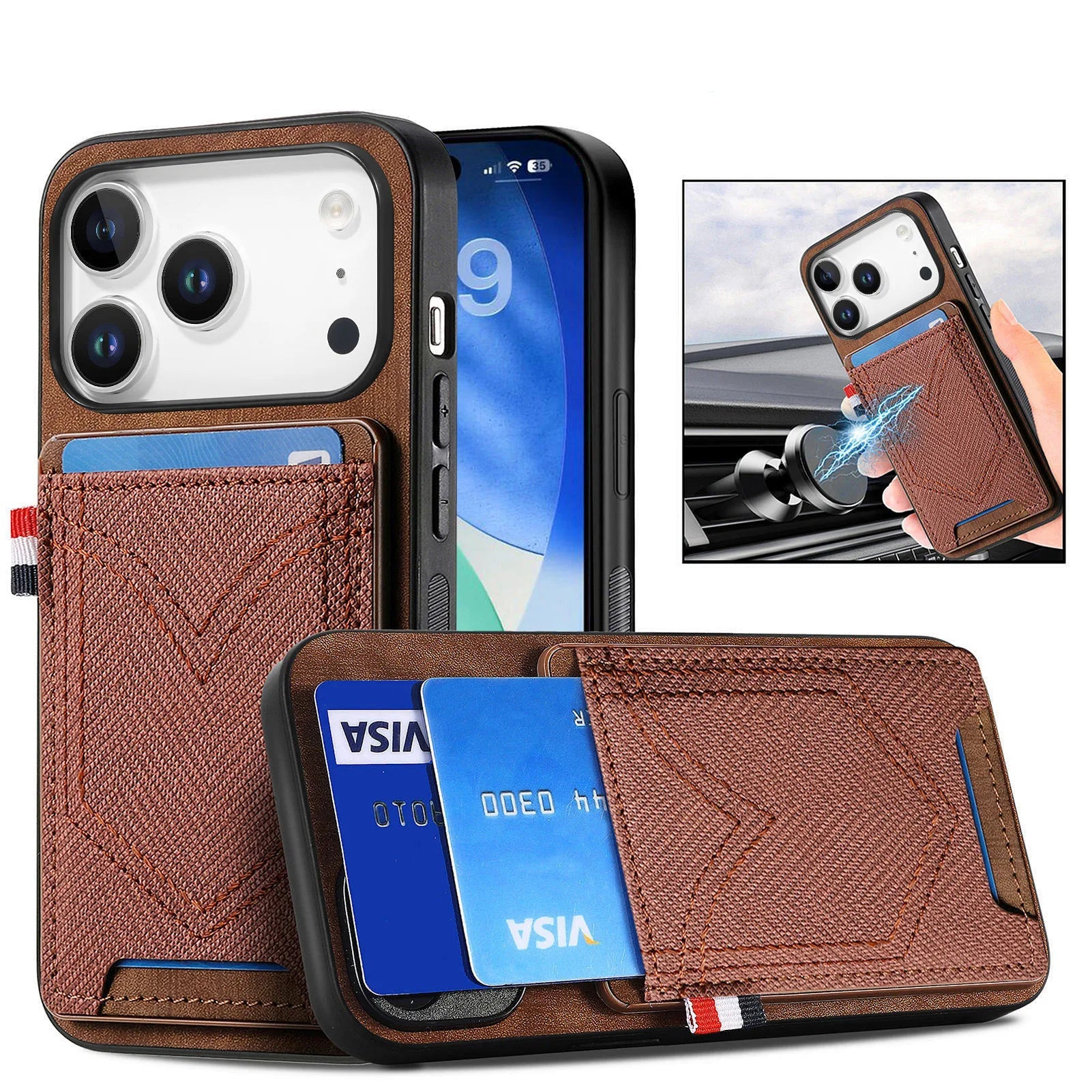 Vintage Cowboy Pattern Leather Wallet Case with Vertical Card Holder for iPhone 17 Series