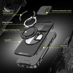 iPhone 15 Series TPU + PC Bumper Case with 360° Rotating Hidden Metal Ring