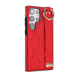 Shockproof Leather Phone Case with Wrist Strap & Ring for Samsung Galaxy S24 Series